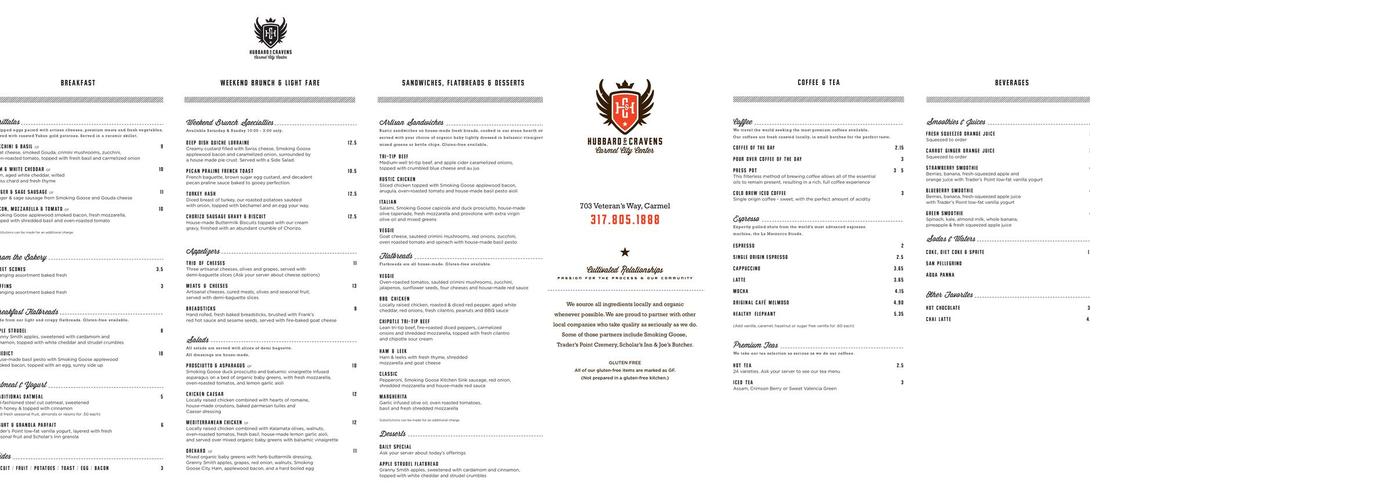Hubbard & Cravens Menu