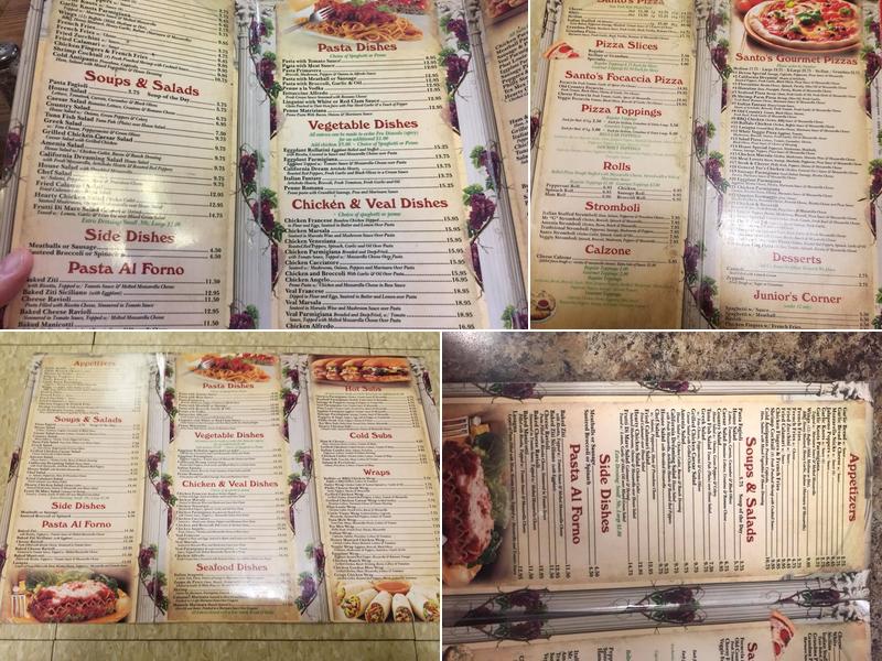 Santo Pizzeria & Ristorante Menu