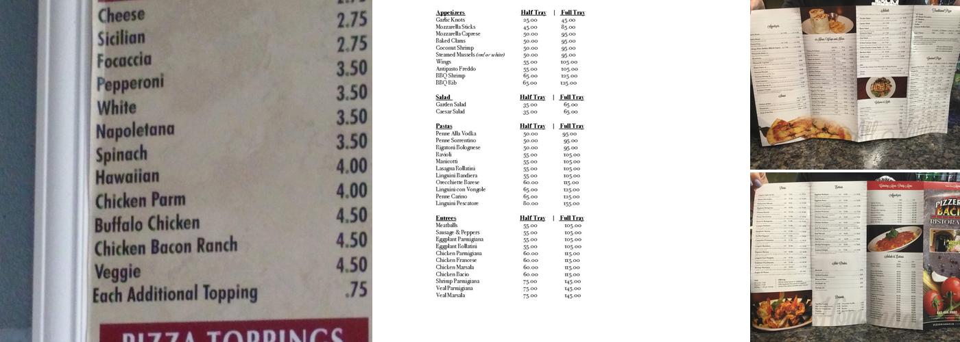Pizzeria Bacio Menu