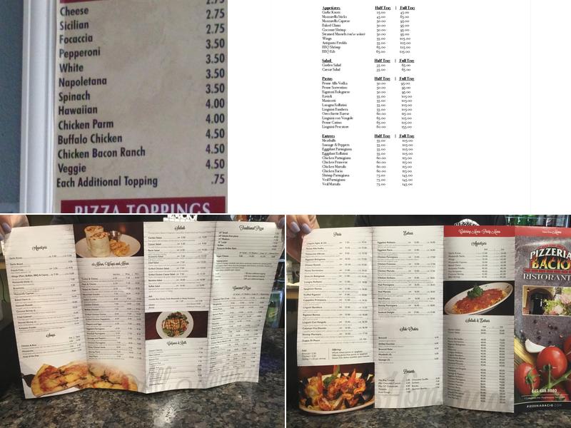 Pizzeria Bacio Menu