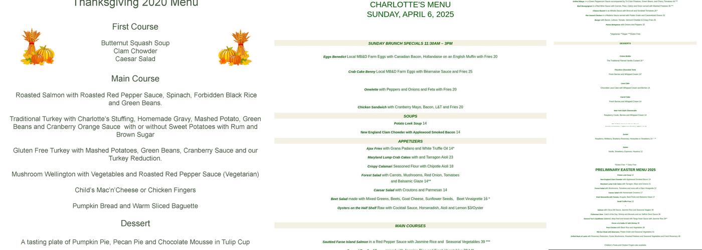 Charlotte's Menu