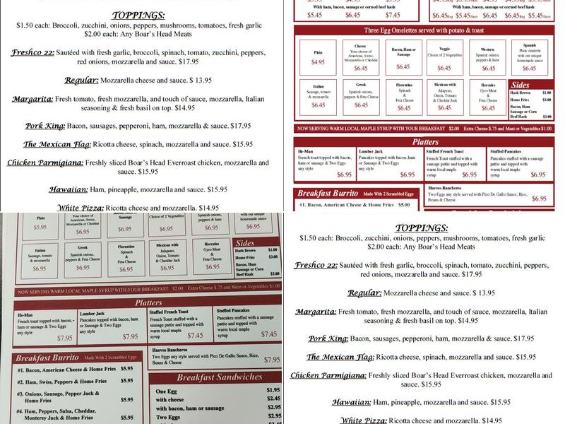 Freshco 22 Menu