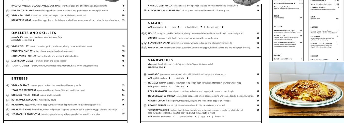 Mountainside Cafe Menu