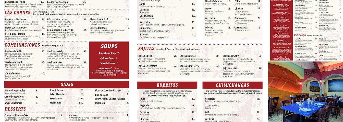 Gaby’s Menu