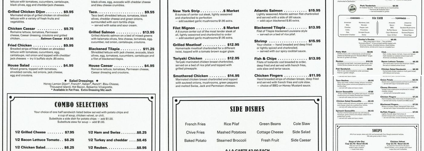 Dooley O'Toole's Menu