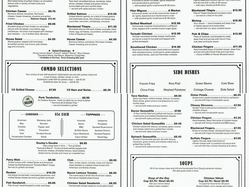 Dooley O'Toole's Menu