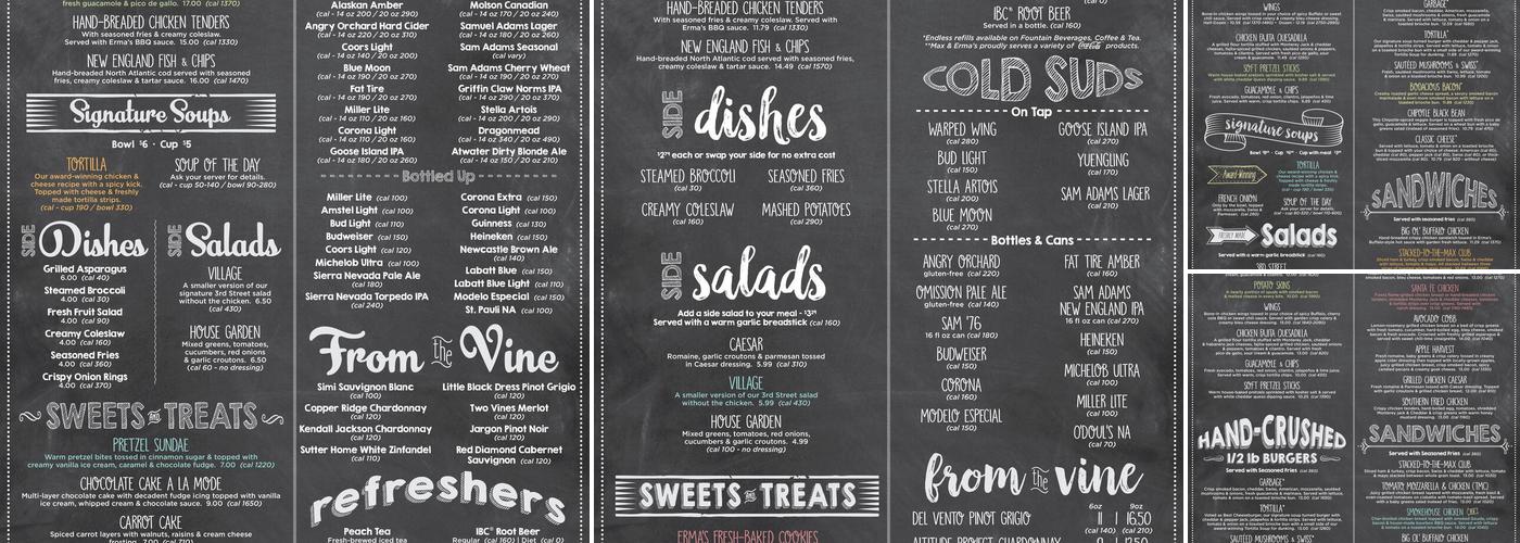 Max & Erma's Menu