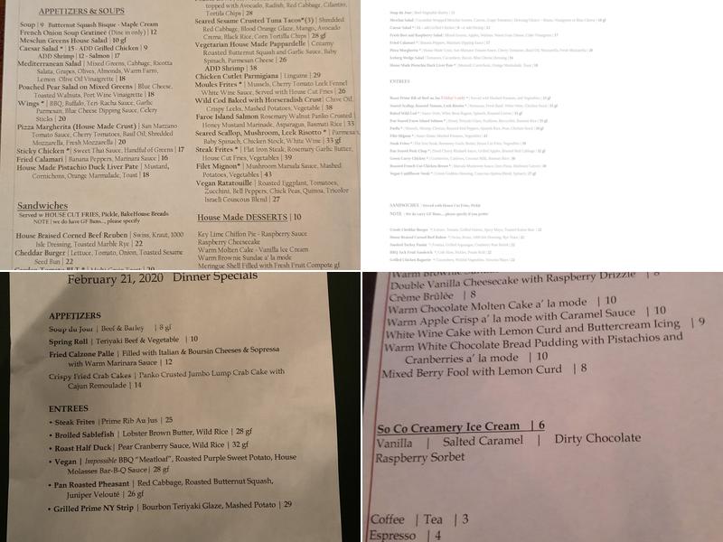 Fife 'n Drum Restaurant & Inn Menu