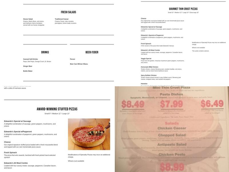 Edwardo's Natural Pizza Menu