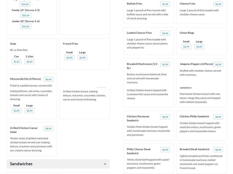 Waldo Cooney's Pizza Menu