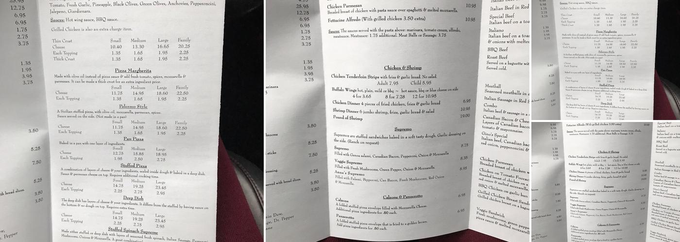 State Line Pizza Hammond Menu