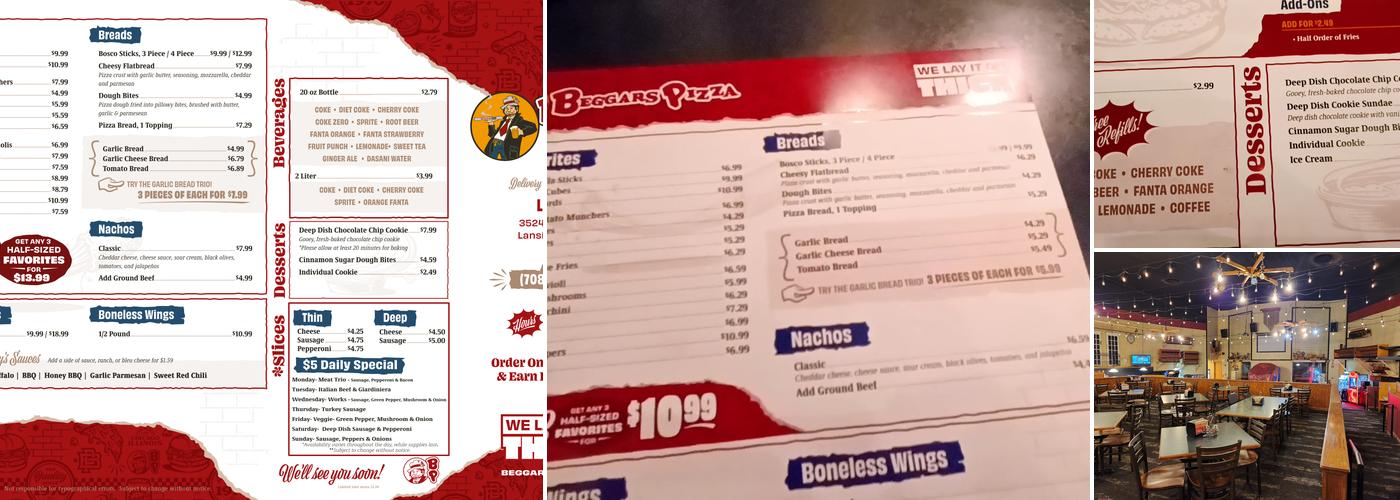 Beggars Pizza - Lansing Menu