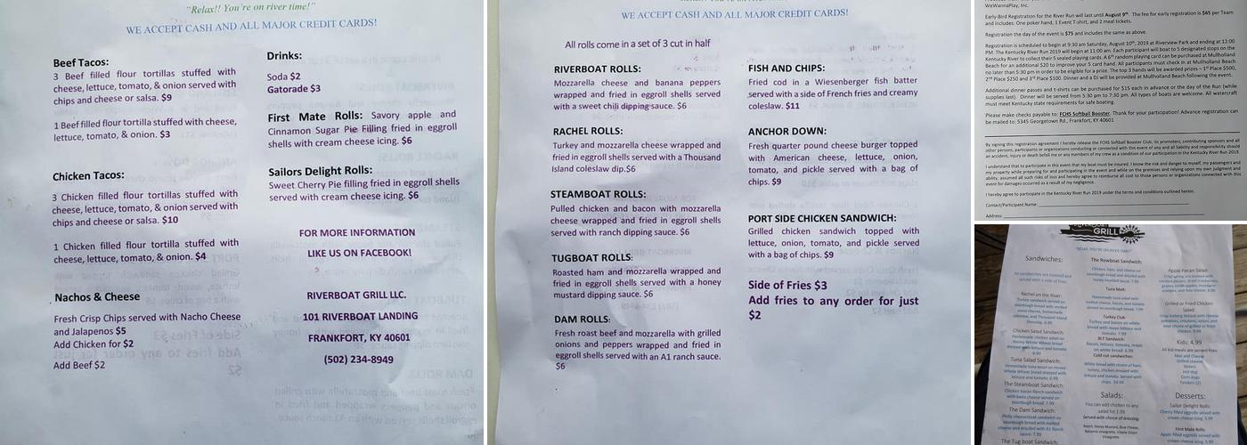 The Dock: A River Cafe Menu