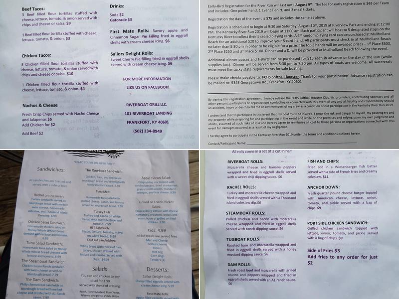 The Dock: A River Cafe Menu