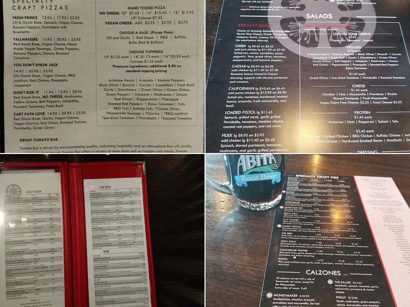 Tomato Bar Pizza Bakery Menu