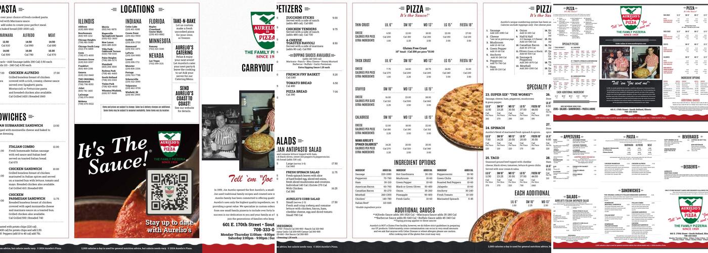 Aurelio's Pizza of South Holland Menu