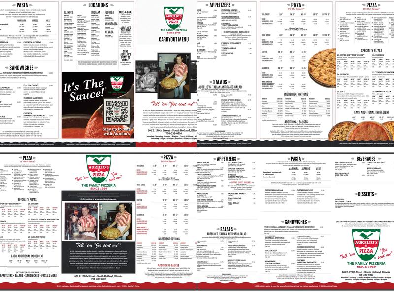 Aurelio's Pizza of South Holland Menu