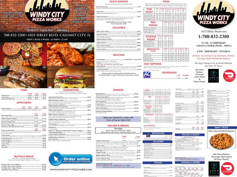 Windy City Pizza Works Inc Menu
