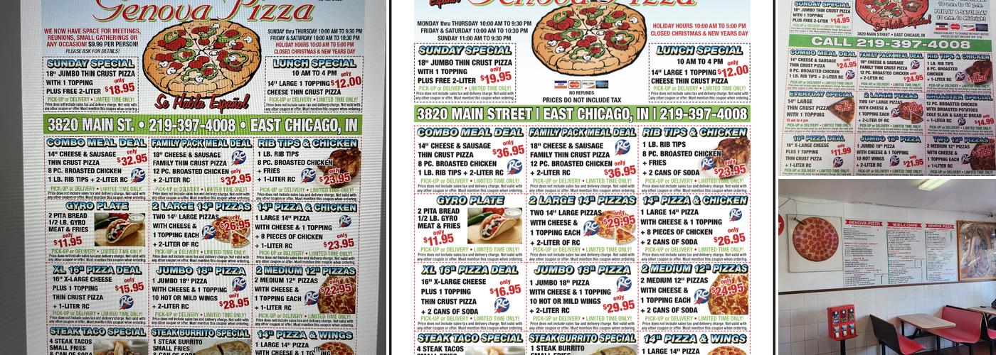 Genova Pizza Menu