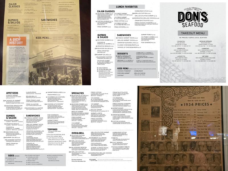 Dons Seafood - Lafayette Menu