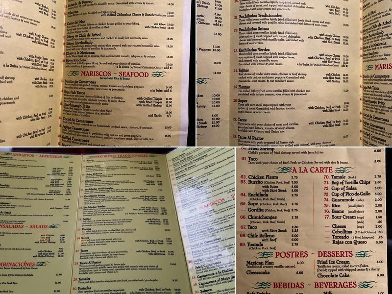 Casa Del Mar Mexican Bar & Grill Menu