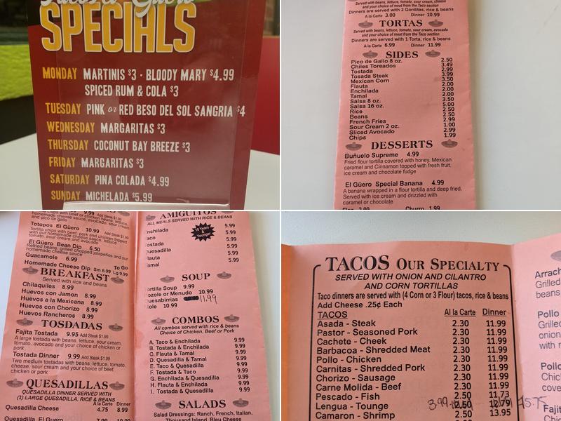 Tacos El Güero Menu