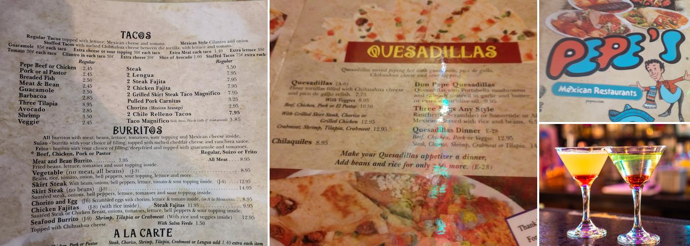 Pepe's Mexican Restaurant - Griffith Menu