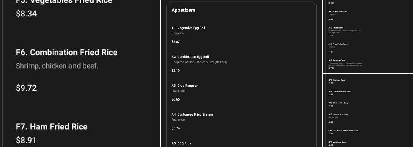 Chu's China Bistro Menu