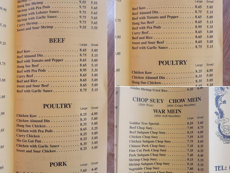Golden Tree Restaurant Menu