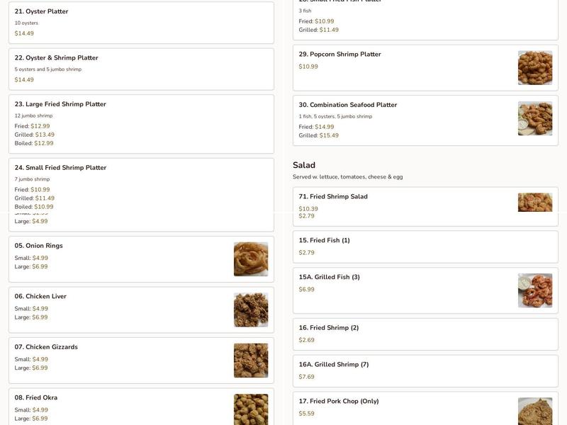 Chen Seafood Menu