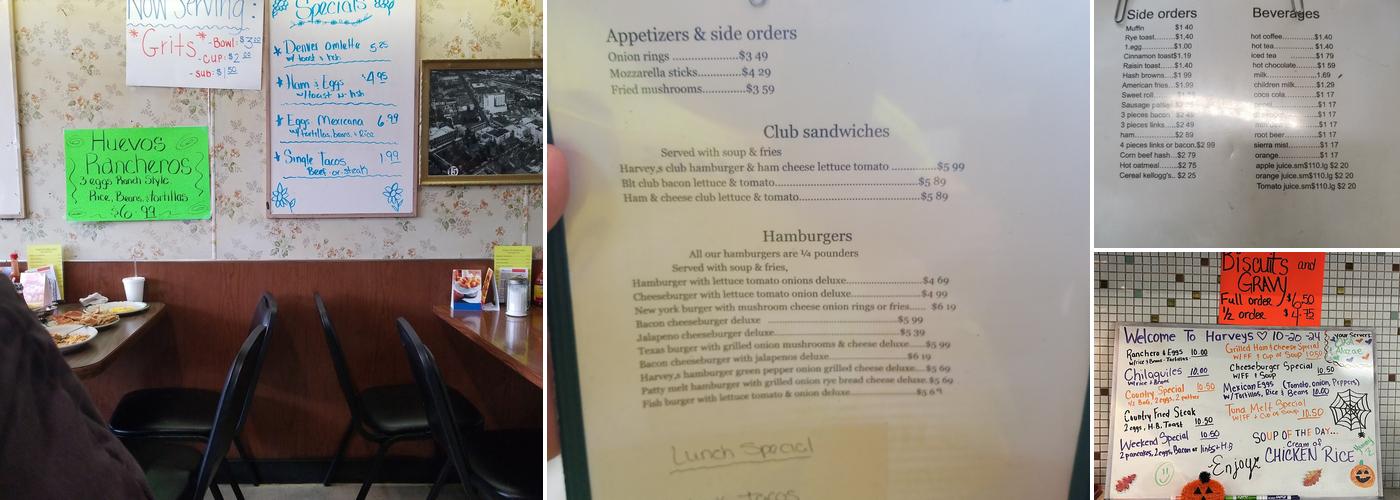 Harvey's Restaurant Menu