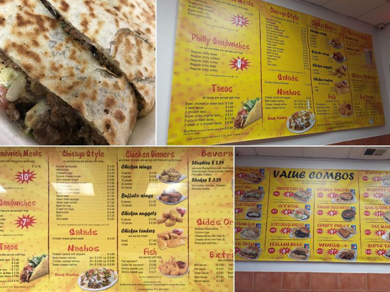 Philly's Original Steak Menu