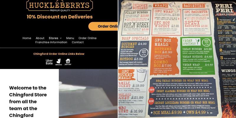 Huckleberrys (Huckleberry Chicken) Chingford Menu