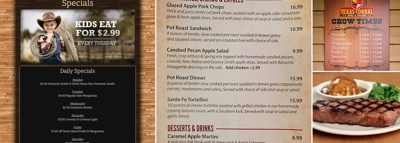 Texas Corral Menu