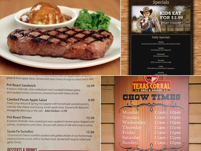 Texas Corral Menu