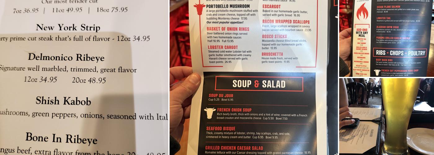 Kelsey's Steak & Seafood Menu