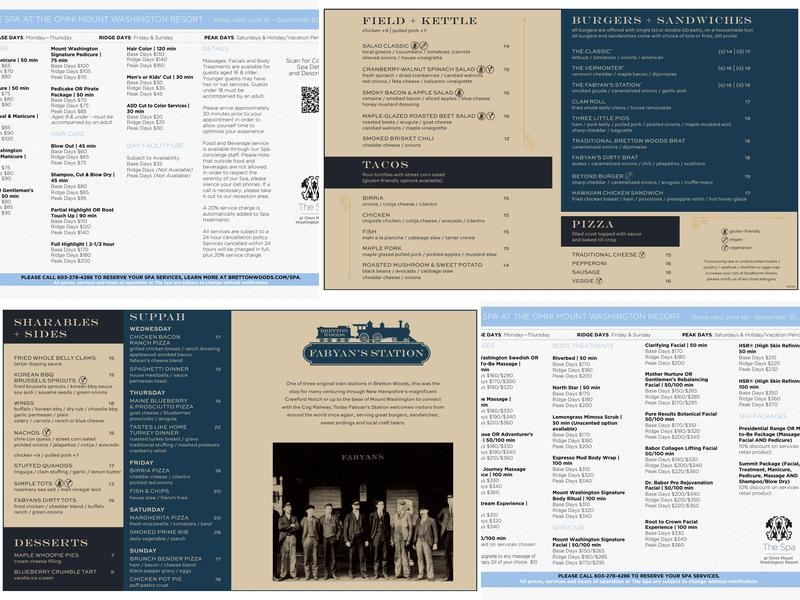 Main Dining Room Menu