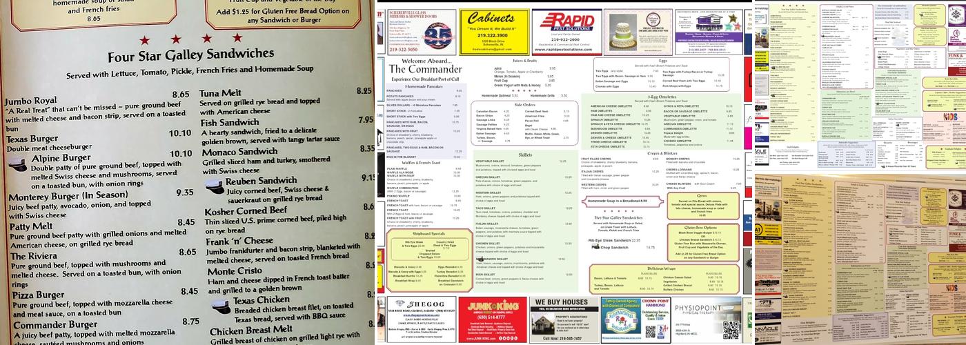 Commander Restaurant Menu