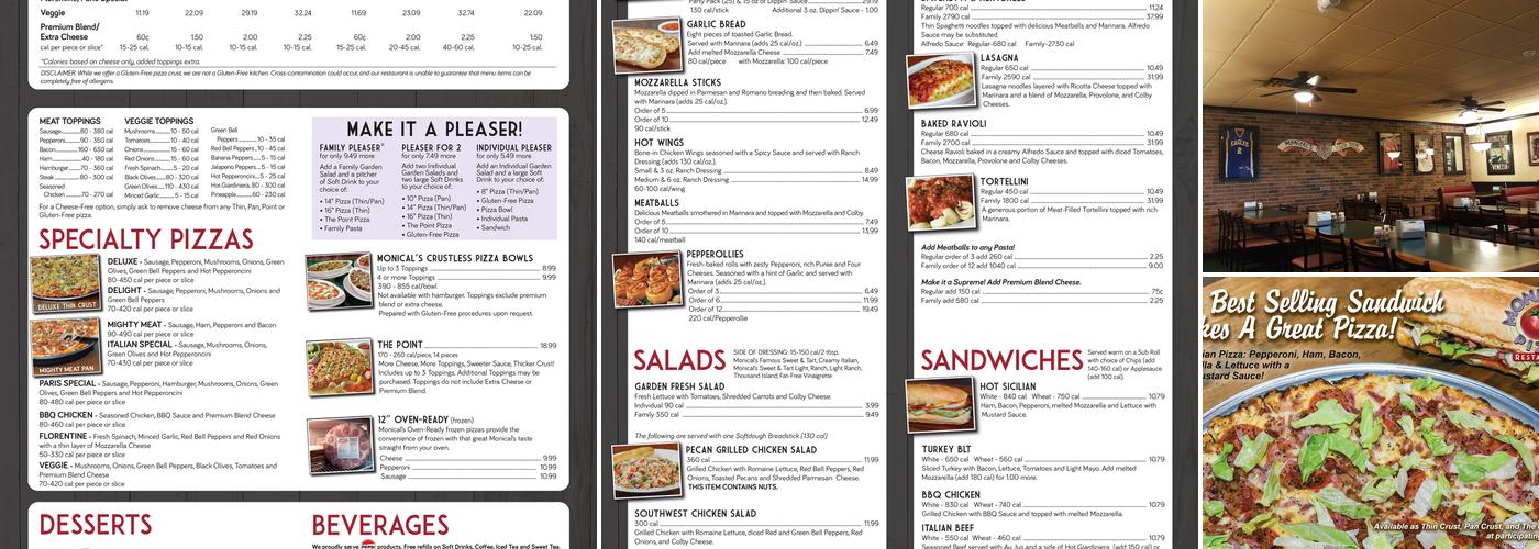 Monical's Pizza Menu