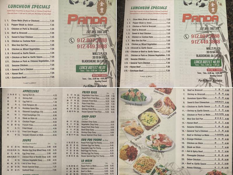 Panda Chinese Restaurant Menu