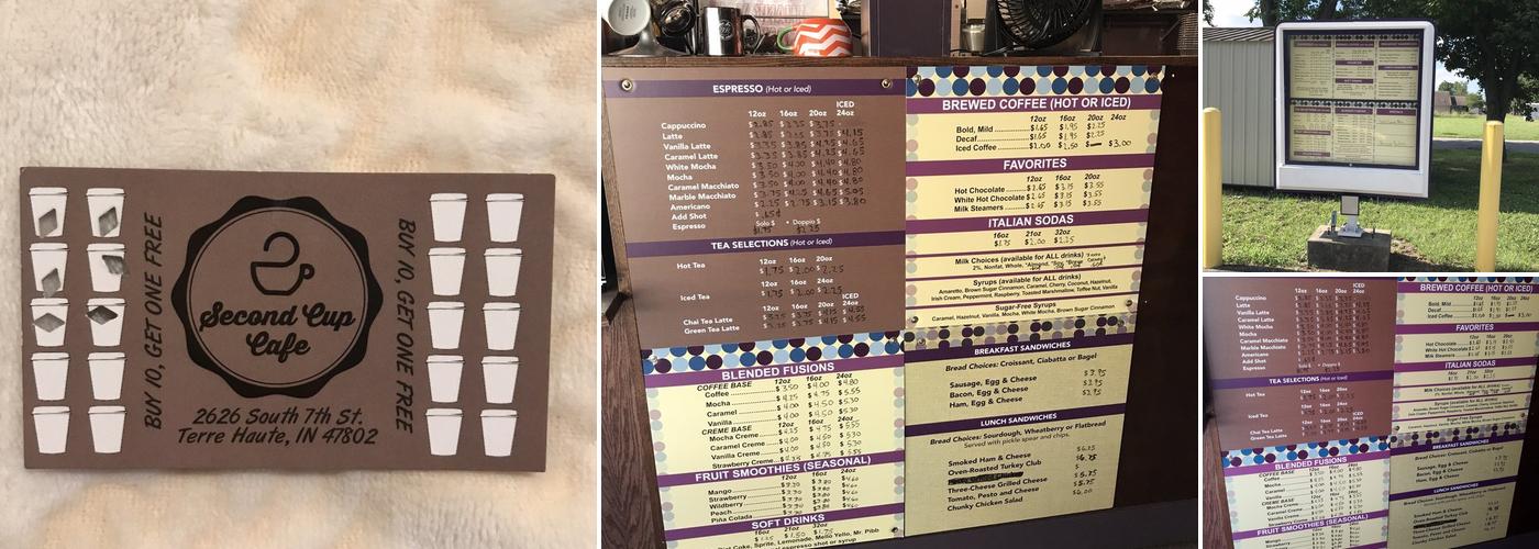 Second Cup Cafe Menu