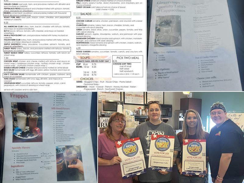 Gingersnaps Coffeehouse & Cafe Menu