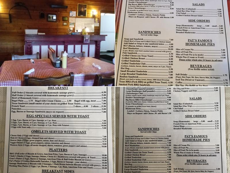 Pat's Cafe Menu
