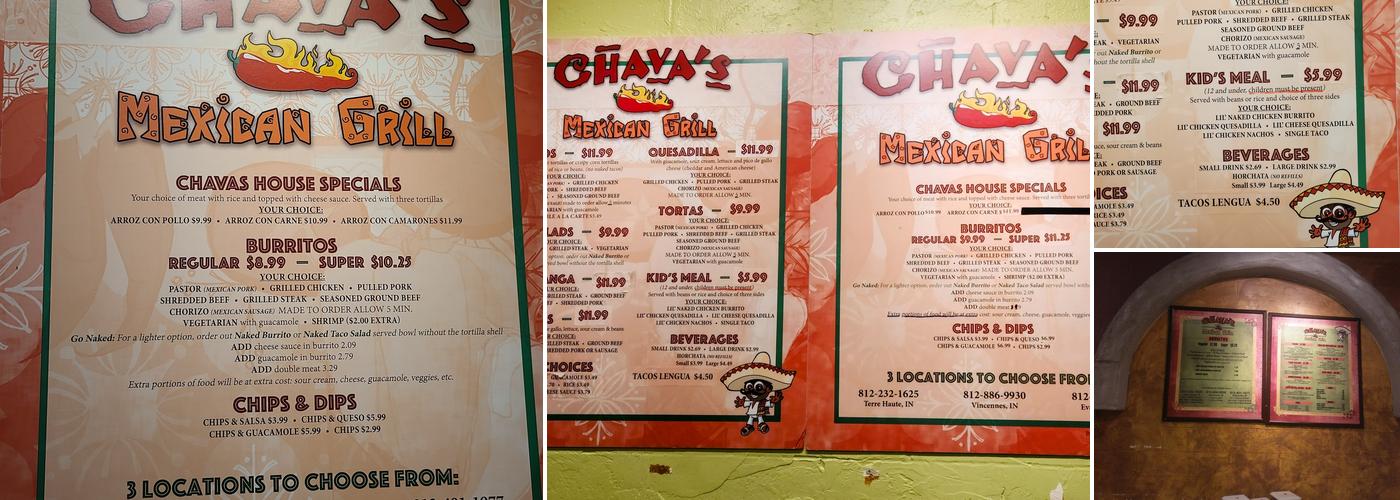 Chava’s Mexican Grill Menu