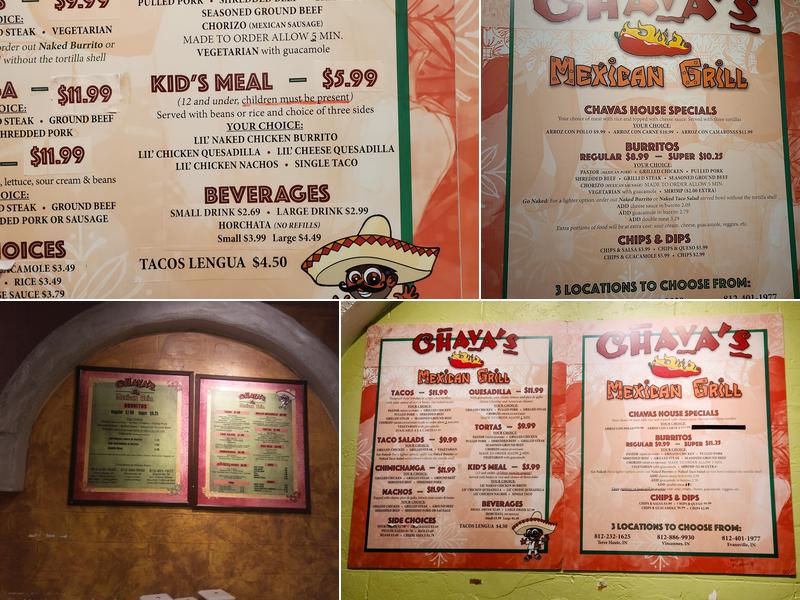 Chava’s Mexican Grill Menu