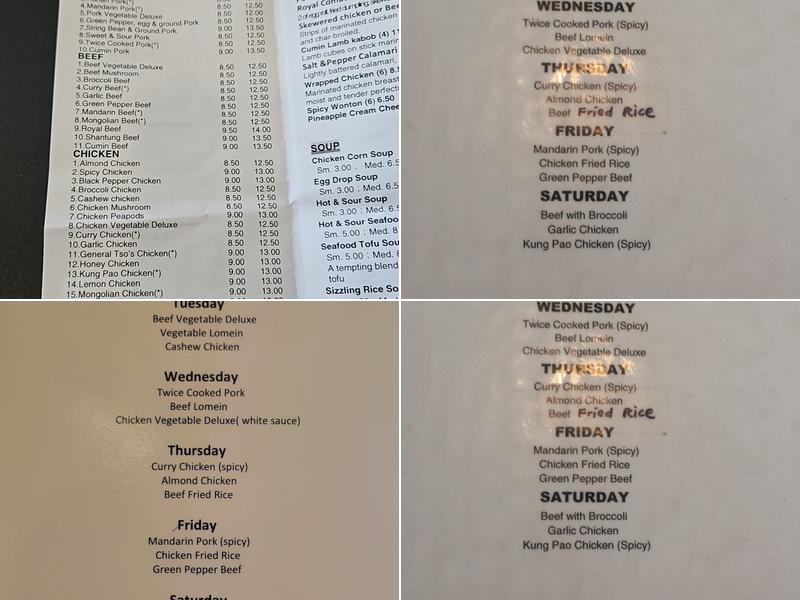 Royal Mandarin Express Menu