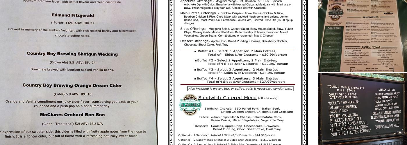 M. Moggers Restaurant & Pub Menu