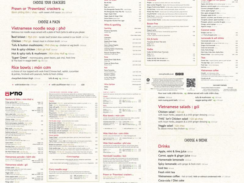 Pho Menu