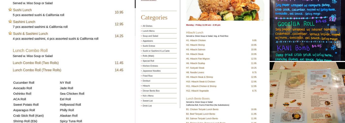 Fuji Sushi & Hibachi Menu