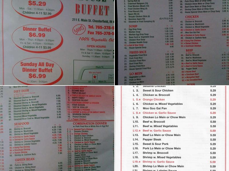 Bamboo House Buffet Menu
